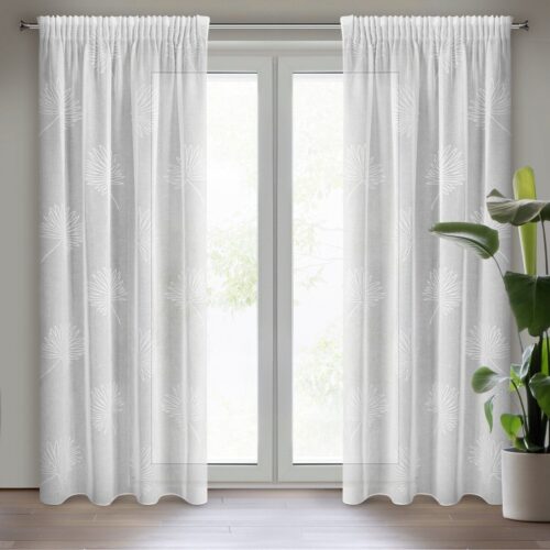 Etamine gordijn met jacquard bladmotief FAI-01