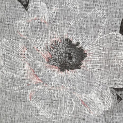 Vitrage met Bloemenpatroon - Wit met Roze