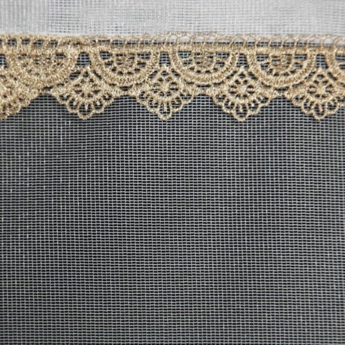 FBA-01a Micro mesh gordijn met decoratieve kant FBA-01