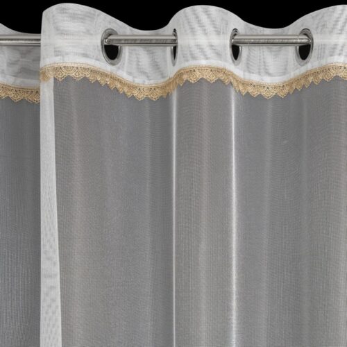 FBA-01d Micro mesh gordijn met decoratieve kant FBA-01