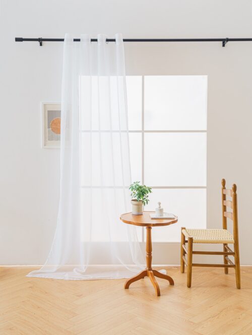 FKIF-01a Voile Gordijn met Ringen - Wit