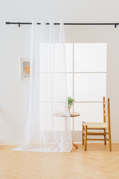 FKIF-01d Voile Gordijn met Ringen - Wit