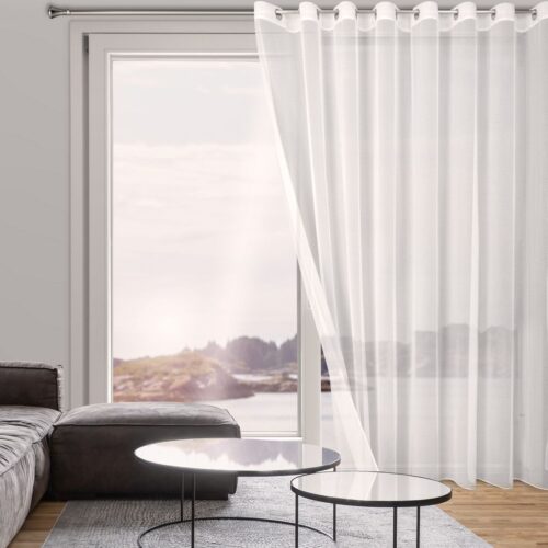 FKWP-01 Gordijn van gladde voile met fijne maasstructuur FKWP-01