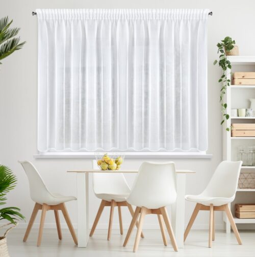 FWA-01-160a Wit voile gordijn met bies FWA-01