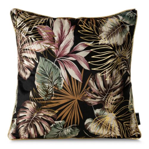J01JF-01 Fluwelen kussensloop met gouden print en bies J01F-01