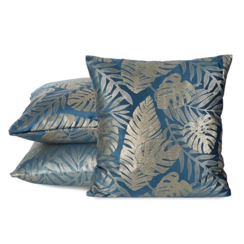 JA123-ws Fluwelen kussensloop met exotische bladerenprint JA123-02