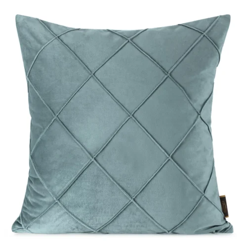 JA129-07 Fluwelen kussensloop met stiksels, blauw JA129-07