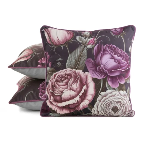 JA137-03a Fluwelen kussensloop met bloemen JA137-03
