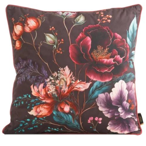 JA137-07 Fluwelen kussensloop met bloemen JA137-07