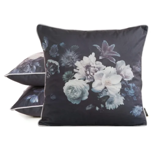 JA137-12a Fluwelen kussensloop met bloemen JA137-12