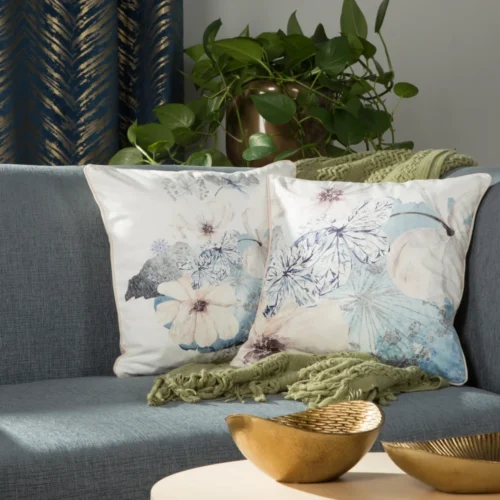 JA137-23b Velours kussenhoes met bloemen JA137-23