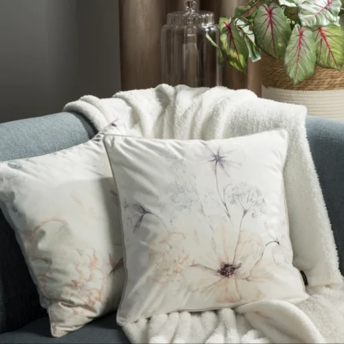 Velours kussenhoes met bloemen JA137-24
