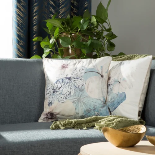 Velours kussenhoes met bloemen JA137-25