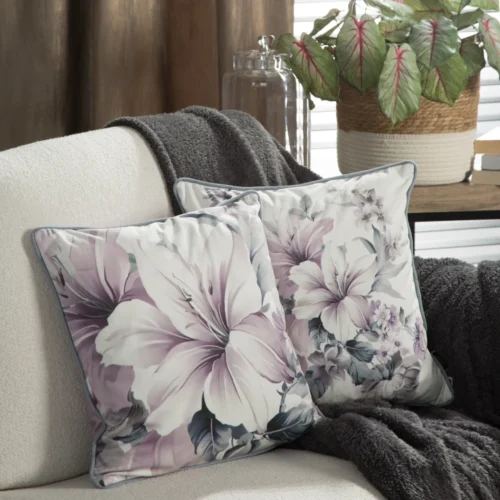 Velours kussenhoes met bloemen JA137-29