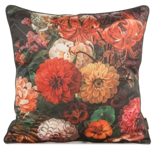 Velours kussenhoes met bloemen JA137-31