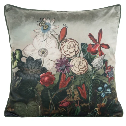 Velours kussenhoes met bloemen JA137-32
