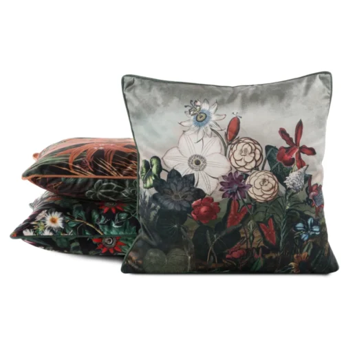 Velours kussenhoes met bloemen JA137-32