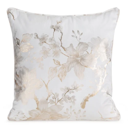 Velours kussenhoes met glanzende bloemenprint JA140-02