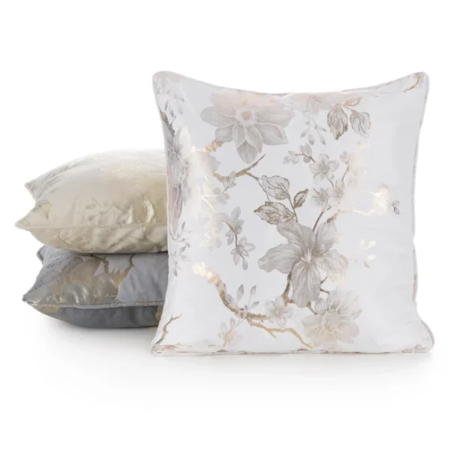 Velours kussenhoes met glanzende bloemenprint JA140-02