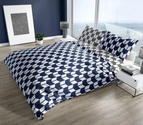 Dekbedovertrek van katoen met geometrisch patroon PEI-06