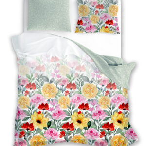 Katoenen dekbedovertrek met bloemenprint PER-130