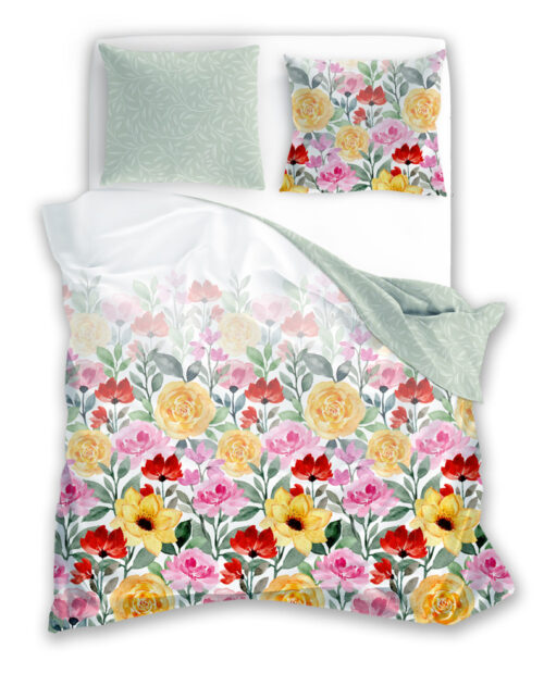 PER-130 Katoenen dekbedovertrek met bloemenprint PER-130