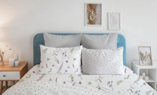 Katoenen dekbedovertrek met bloemen PER-160