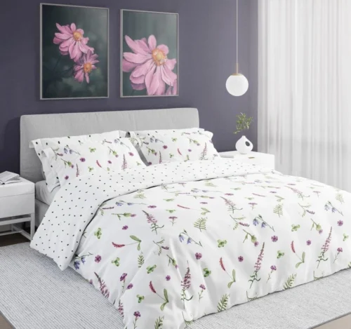 Katoenen dekbedovertrek met bloemen PER-160