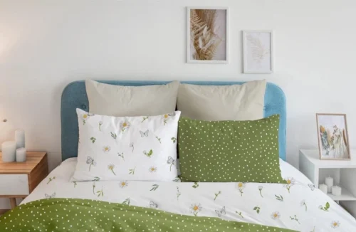 Katoenen dekbedovertrek met bloemen PER-163