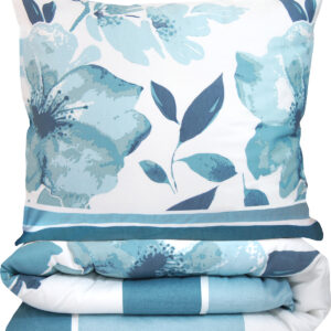 Dekbedovertrek katoenensatijn watercolor flowers PFN-37 blauw