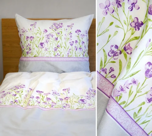 PFX-36a Dekbedovertrek premium katoen lila bloemen PFX-36