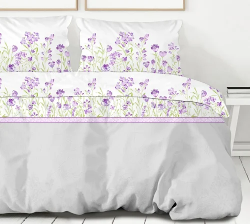 PFX-36d Dekbedovertrek premium katoen lila bloemen PFX-36