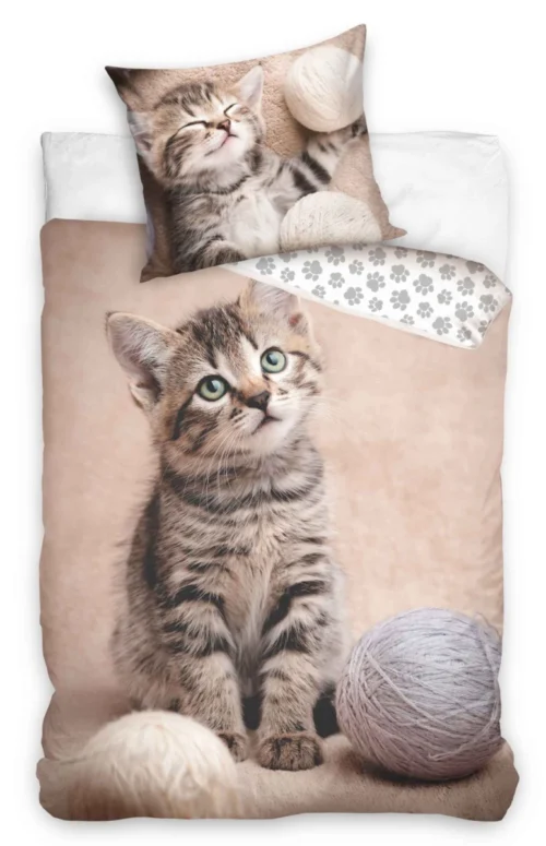 Dubbelzijdig Dekbedovertrek kitten 140x200 PON-248