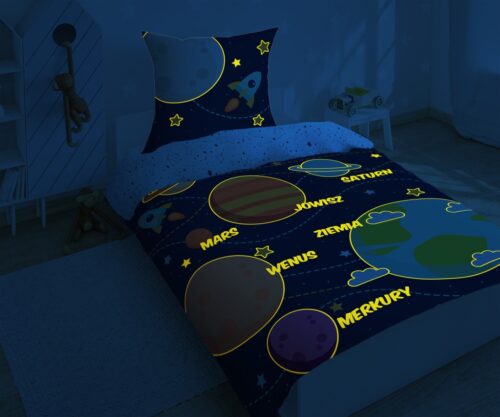 PPE-08a Dekbedovertrek glow in the dark Zonnestelsel 140x200 PPE-08