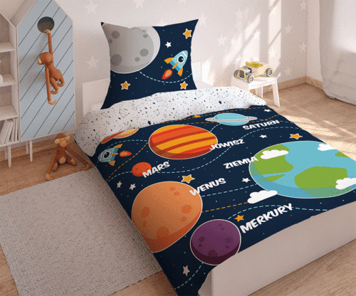 PPE-08b Dekbedovertrek glow in the dark Zonnestelsel 140x200 PPE-08