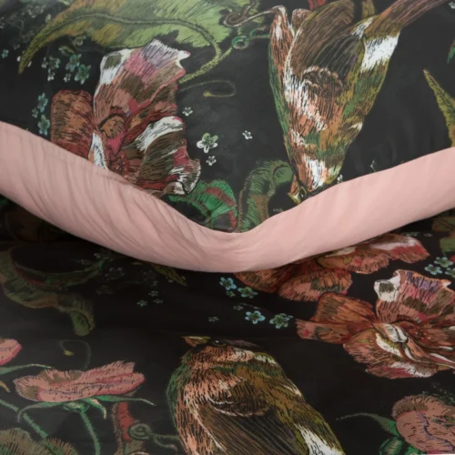 PTE-120d Dekbedovertrek van katoensatijn met bloemen PTE-120