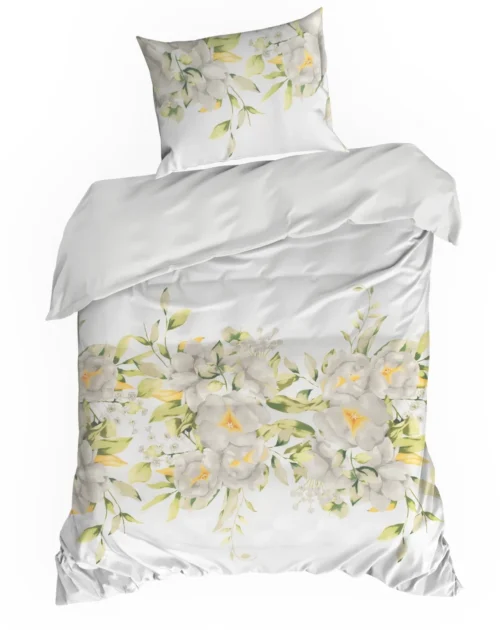 PTE-121a Dekbedovertrek van katoensatijn met bloemen PTE-121