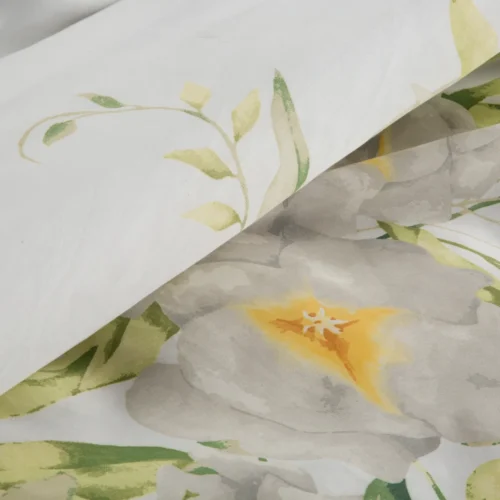 PTE-121c Dekbedovertrek van katoensatijn met bloemen PTE-121