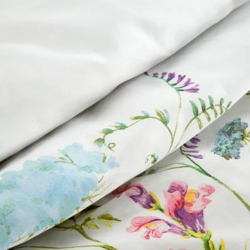 PTE-123c Dekbedovertrek van katoensatijn met bloemen PTE-123