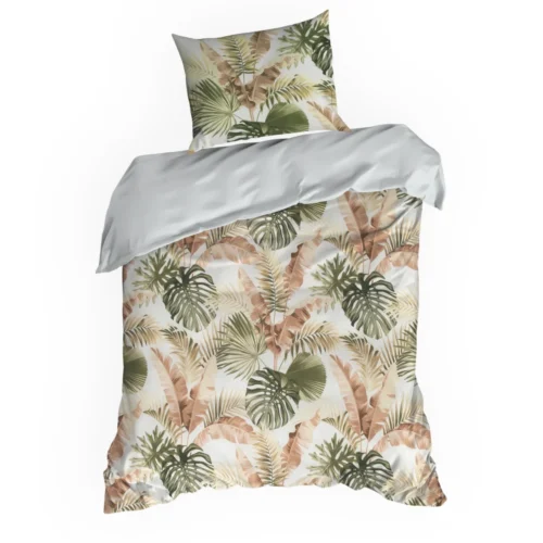PTE-128a Katoensatijnen dekbedovertrek met botanische print PTE-128