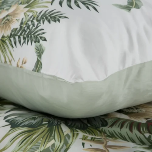 PTE-129d Katoensatijnen dekbedovertrek met botanische print PTE-129