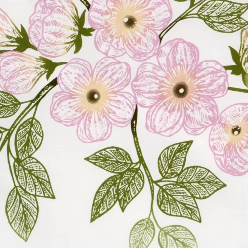 PTE-131b Dekbedovertrek van katoensatijn met roze bloemen PTE-131