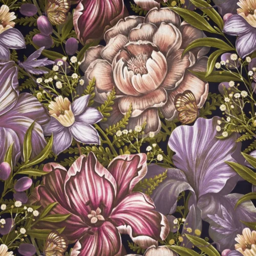 PTE-132b Katoensatijnen dekbedovertrek met kleurrijke bloemen PTE-132