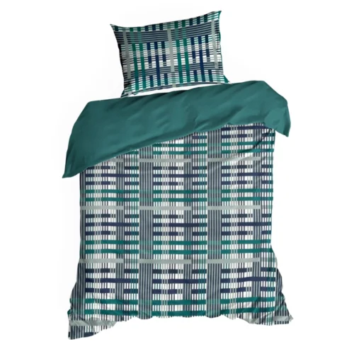 PTE-134a Katoensatijnen dekbedovertrek met geometrisch patroon PTE-134