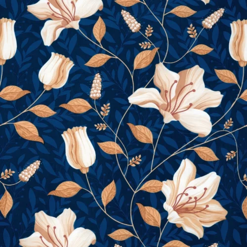 PTE-135b Dekbedovertrek van katoensatijn met bloemen PTE-135