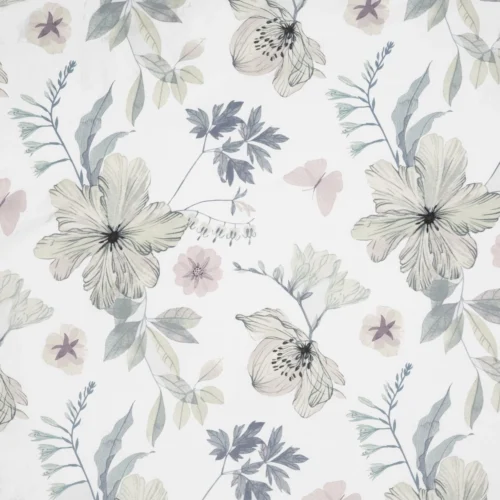 PTE-150b Katoensatijnen dekbedovertrek met kleurrijke bloemen PTE-150