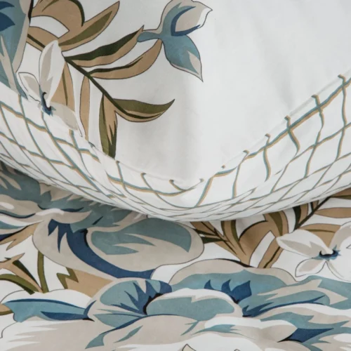 PTE-153e Dekbedovertrek van katoensatijn met grijze bloemen PTE-153
