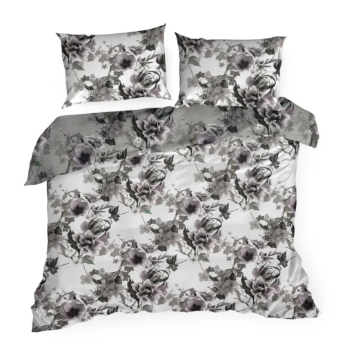 PTE-155b Dekbedovertrek van katoensatijn met bloemen PTE-155