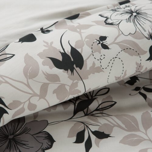 PTE-96A Dekbedovertrek van katoensatijn met beige bloemen PTE-96