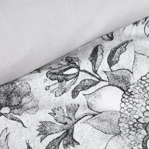 PTF-107a Katoenen dekbedovertrek met grijze bloemen PTF-107
